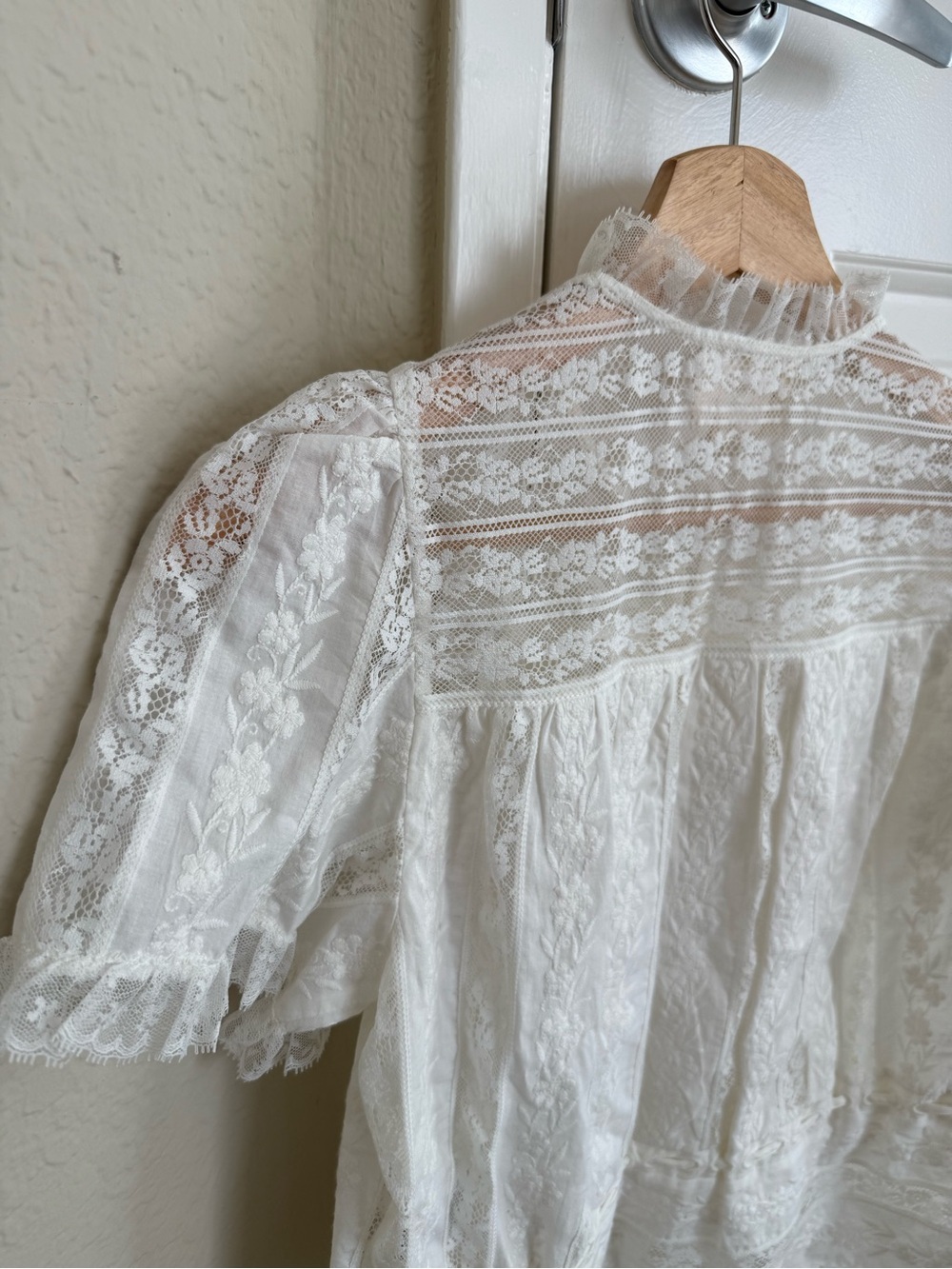 NWT Sezane Shenali - Button-up White Lace Blouse - Picture 7 of 10